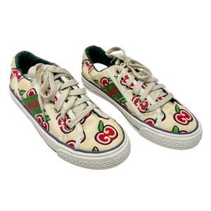 Gucci Tennis 1977 Ivory Canvas GG Apple Print Web Stripe Sneakers 40